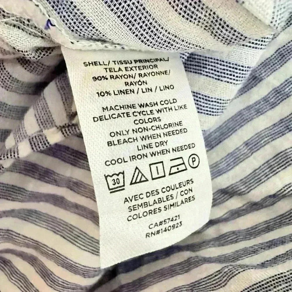 Ann Taylor LOFT Striped Blue White Long Sleeve Top Blouse Size Small - Picture 5 of 8